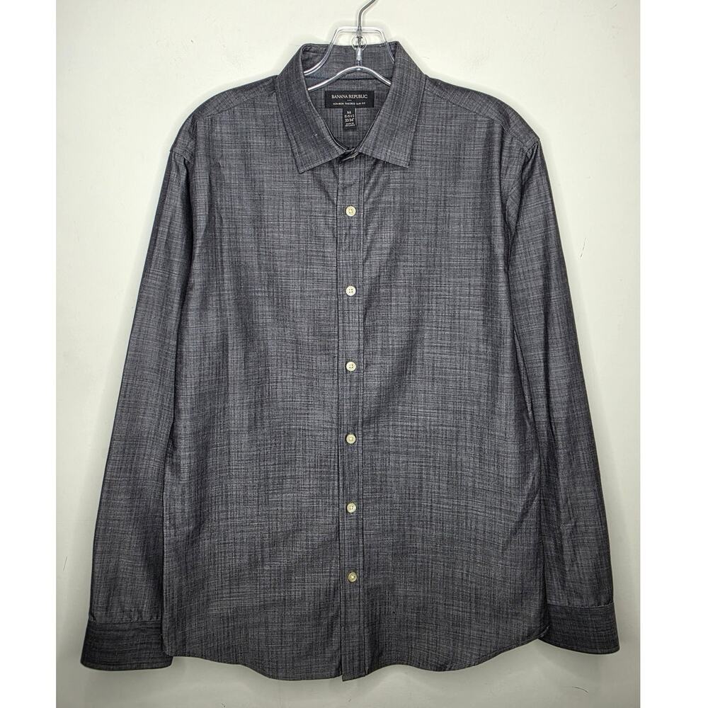 Banana Republic grey cotton long sleeve button down dress shirt - medium